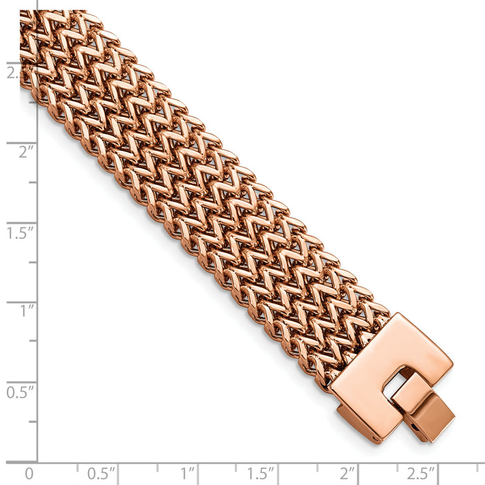 Chisel Brand Jewelry, Stainless Steel Brushed Rose IP-plated Woven Men's Bracelet