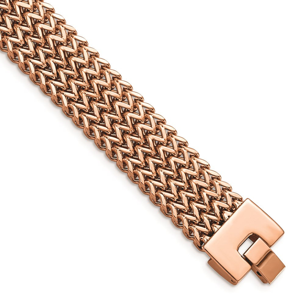 Chisel Brand Jewelry, Stainless Steel Brushed Rose IP-plated Woven Men's Bracelet