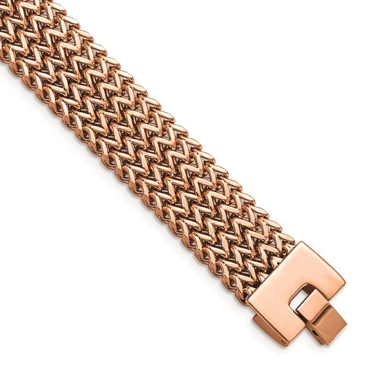 Chisel Brand Jewelry, Stainless Steel Brushed Rose IP-plated Woven Men's Bracelet