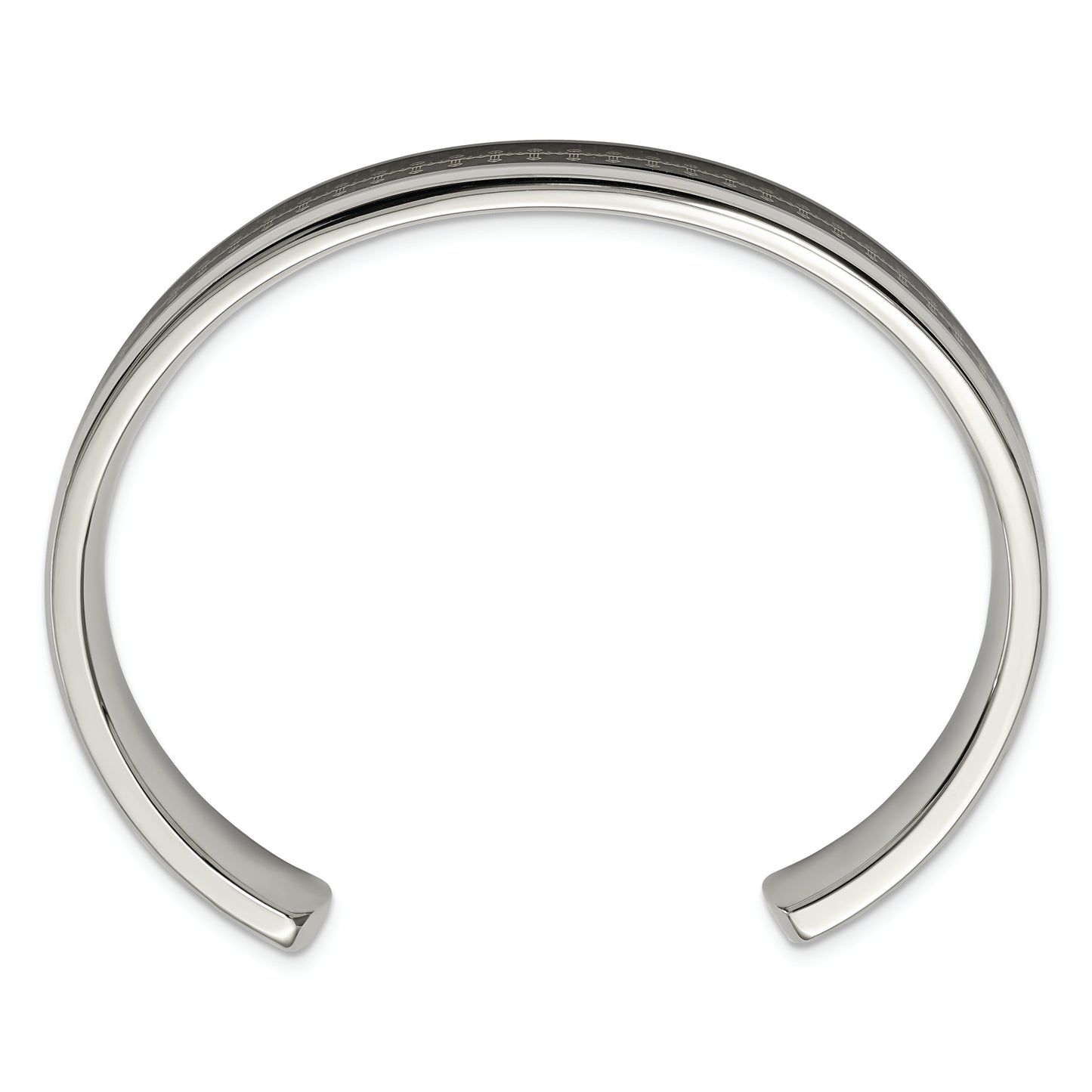 Chisel Brand Jewelry, Stainless Steel Polished Carbon Fiber Inlay/Yellow IP-plated Cross Bangle