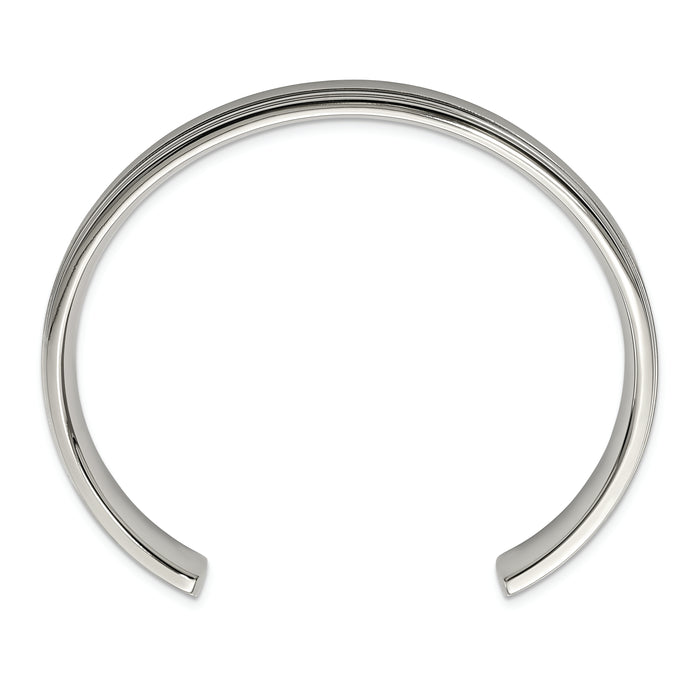 Chisel Brand Jewelry, Stainless Steel Polished and Brushed Double Step Edge Bangle