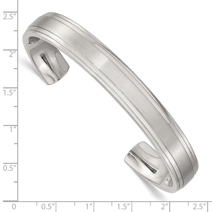 Chisel Brand Jewelry, Stainless Steel Polished and Brushed Double Step Edge Bangle