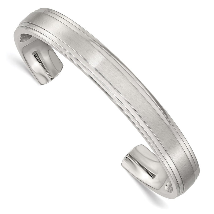 Chisel Brand Jewelry, Stainless Steel Polished and Brushed Double Step Edge Bangle