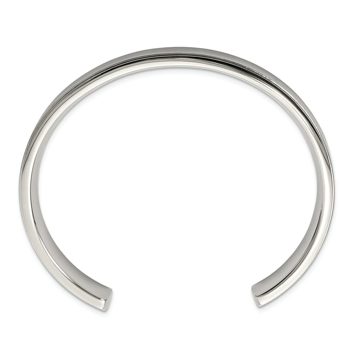 Chisel Brand Jewelry, Stainless Steel Polished and Brushed Ridged Edge Bangle