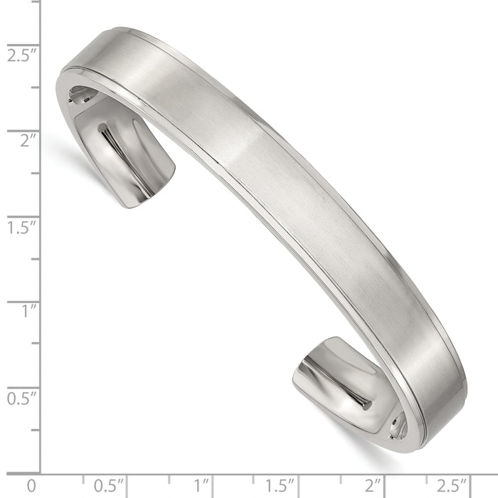 Chisel Brand Jewelry, Stainless Steel Polished and Brushed Ridged Edge Bangle