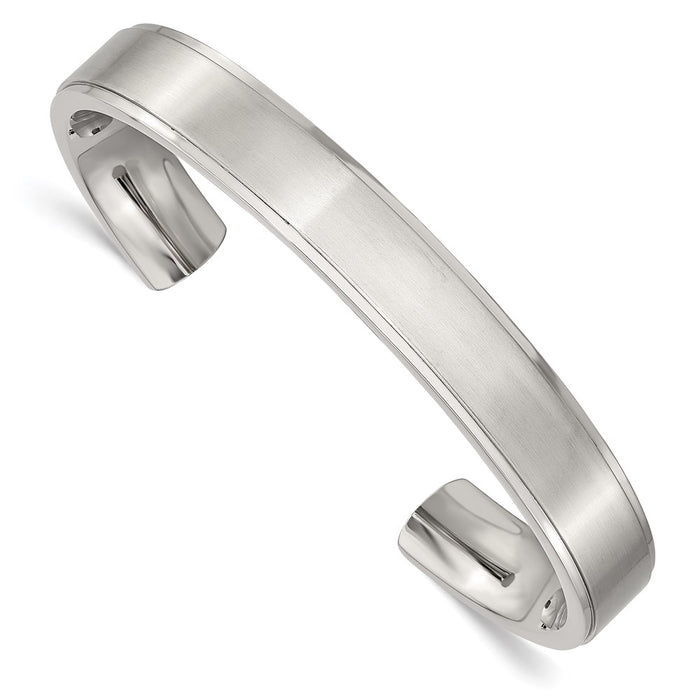 Chisel Brand Jewelry, Stainless Steel Polished and Brushed Ridged Edge Bangle