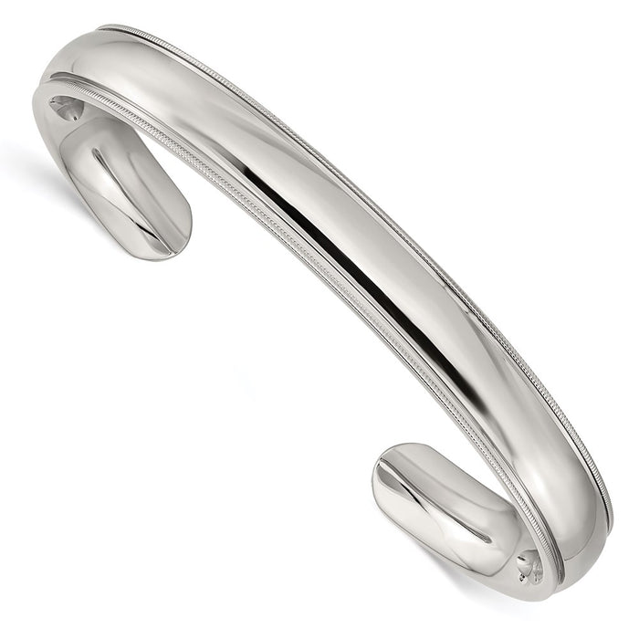 Chisel Brand Jewelry, Stainless Steel Polished and Grooved Bangle