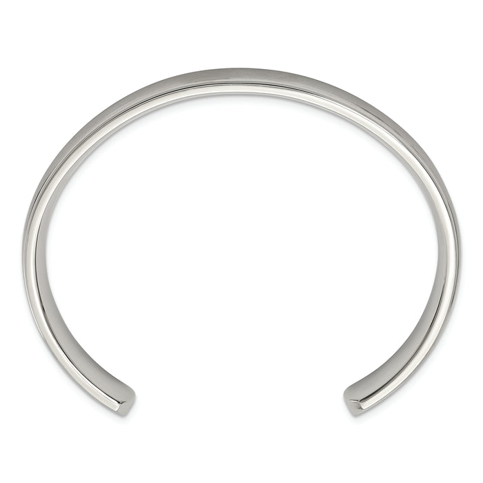 Chisel Brand Jewelry, Stainless Steel Polished and Brushed Ridged Edge Bangle