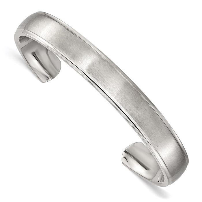 Chisel Brand Jewelry, Stainless Steel Polished and Brushed Ridged Edge Bangle