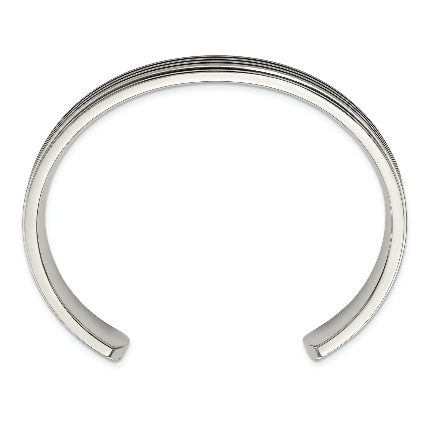Chisel Brand Jewelry, Stainless Steel Polished/Brushed Black Rubber Inlay Cuff Bangle