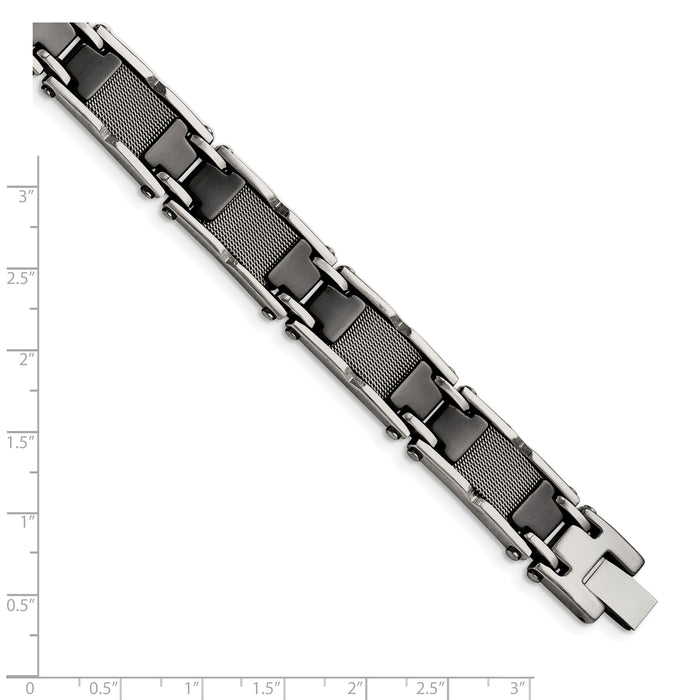 Chisel Brand Jewelry, Stainless Steel/Ceramic Black Polished Mesh Men's Bracelet