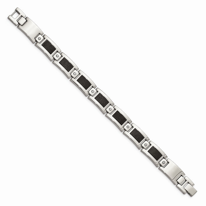 Chisel Brand Jewelry, Stainless Steel Polished/Laser Cut 1/5ct. tw. Diamond Men's Bracelet