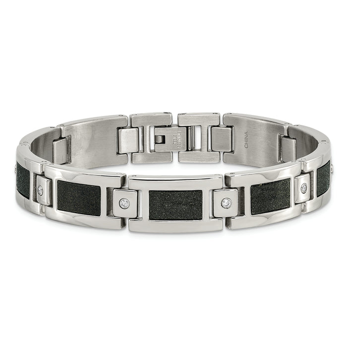 Chisel Brand Jewelry, Stainless Steel Polished/Laser Cut 1/5ct. tw. Diamond Men's Bracelet