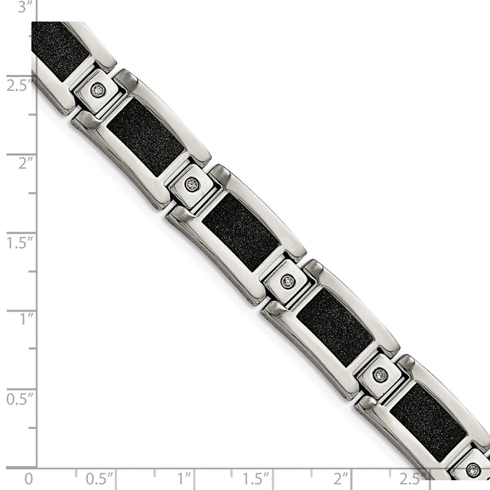 Chisel Brand Jewelry, Stainless Steel Polished/Laser Cut 1/5ct. tw. Diamond Men's Bracelet