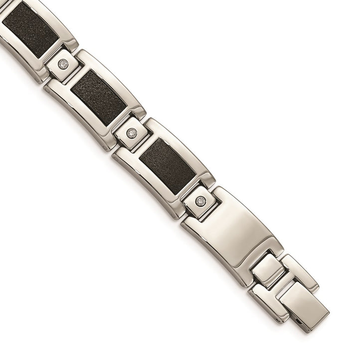 Chisel Brand Jewelry, Stainless Steel Polished/Laser Cut 1/5ct. tw. Diamond Men's Bracelet