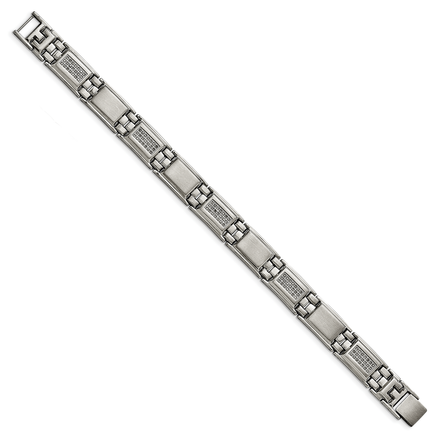 Chisel Brand Jewelry, Stainless Steel Polished/Matte 3/4ct tw. Diamond Men's Bracelet