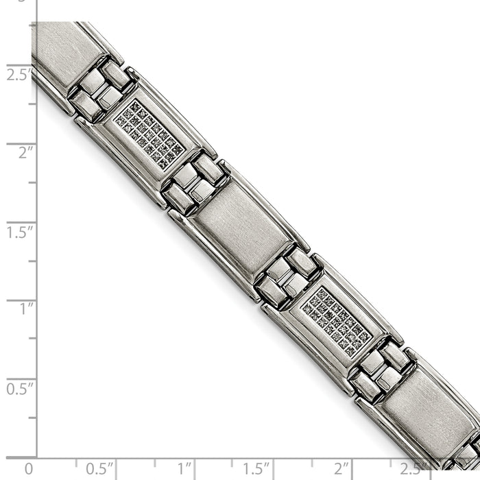 Chisel Brand Jewelry, Stainless Steel Polished/Matte 3/4ct tw. Diamond Men's Bracelet