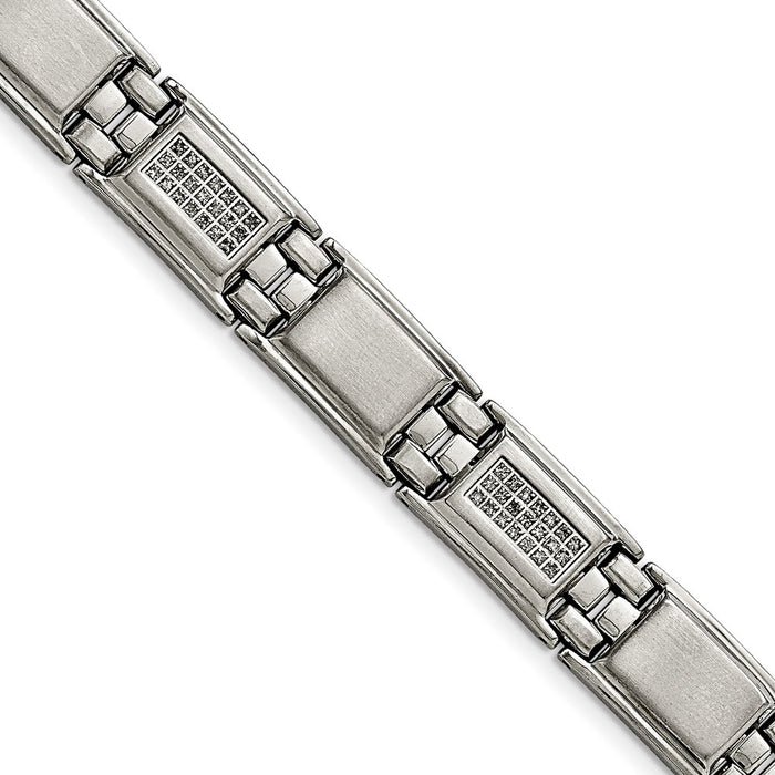 Chisel Brand Jewelry, Stainless Steel Polished/Matte 3/4ct tw. Diamond Men's Bracelet