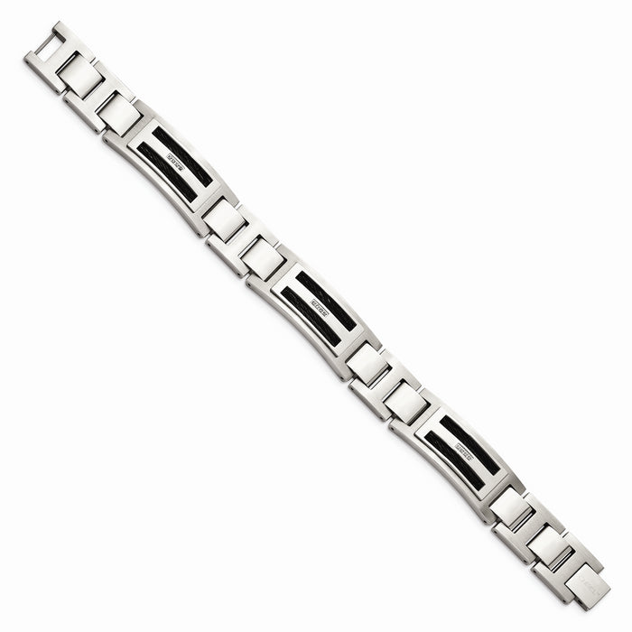 Chisel Brand Jewelry, Stainless Steel Polished/Matte Black IP-plated 0.05ct tw. Diamond Men's Bracelet