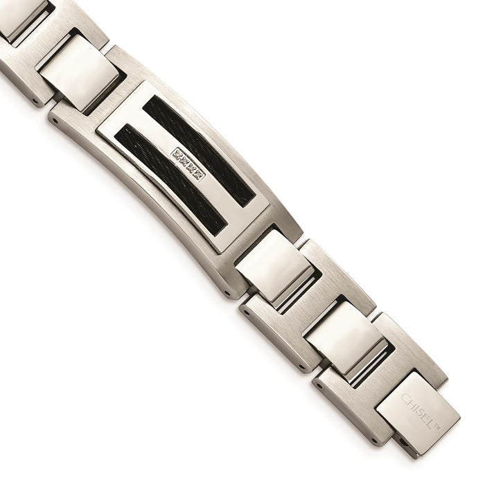 Chisel Brand Jewelry, Stainless Steel Polished/Matte Black IP-plated 0.05ct tw. Diamond Men's Bracelet