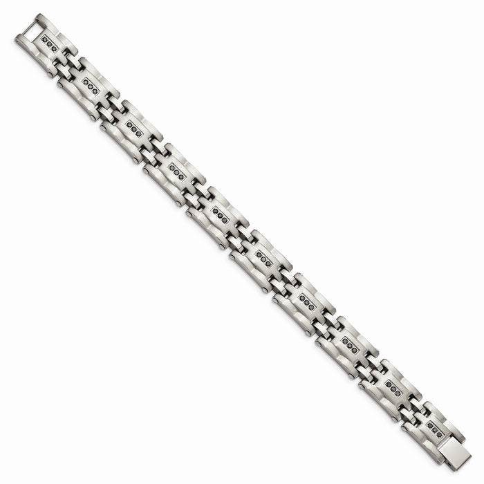 Chisel Brand Jewelry, Stainless Steel Polished/Brushed 3/4ct tw. Diamond Men's Bracelet