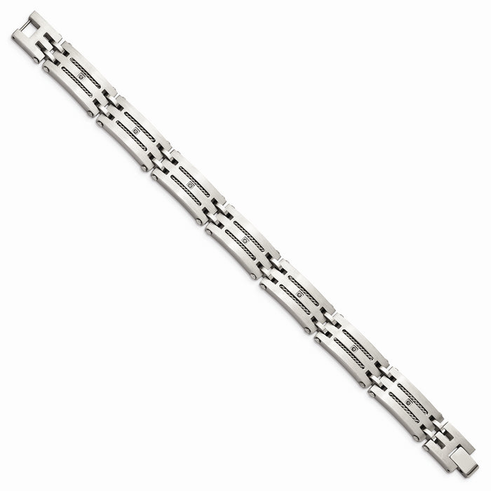 Chisel Brand Jewelry, Stainless Steel Polished/Brushed 1/10ct tw. Diamond Men's Bracelet