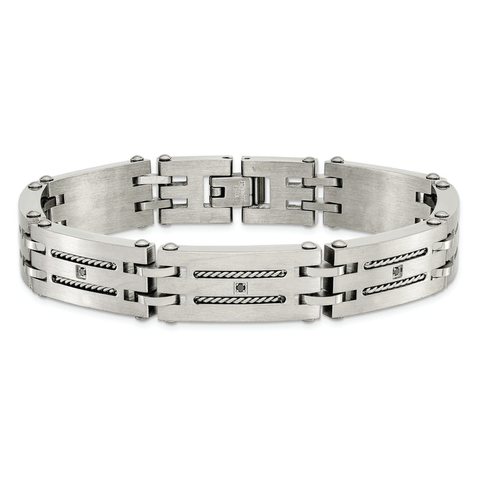 Chisel Brand Jewelry, Stainless Steel Polished/Brushed 1/10ct tw. Diamond Men's Bracelet