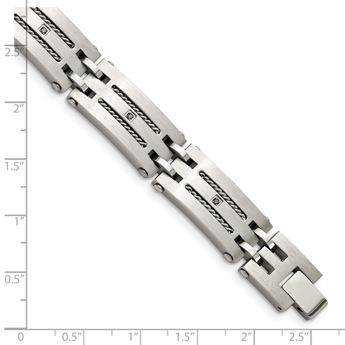 Chisel Brand Jewelry, Stainless Steel Polished/Brushed 1/10ct tw. Diamond Men's Bracelet