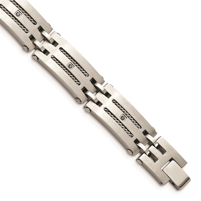 Chisel Brand Jewelry, Stainless Steel Polished/Brushed 1/10ct tw. Diamond Men's Bracelet