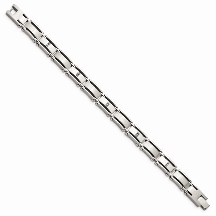 Chisel Brand Jewelry, Stainless Steel Polished/Brushed 1/10ct tw. Diamond Men's Bracelet