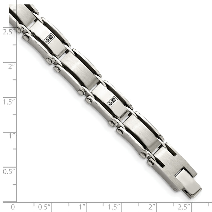 Chisel Brand Jewelry, Stainless Steel Polished/Brushed 1/10ct tw. Diamond Men's Bracelet