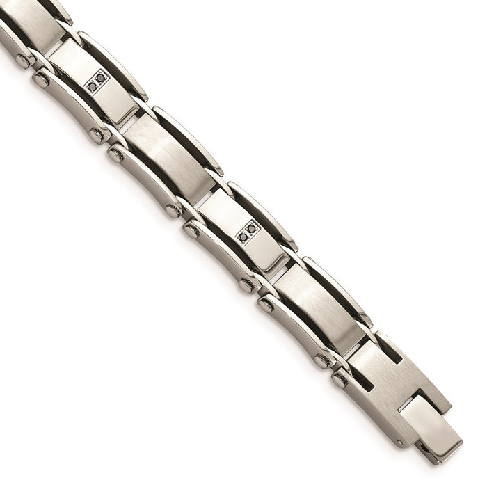 Chisel Brand Jewelry, Stainless Steel Polished/Brushed 1/10ct tw. Diamond Men's Bracelet