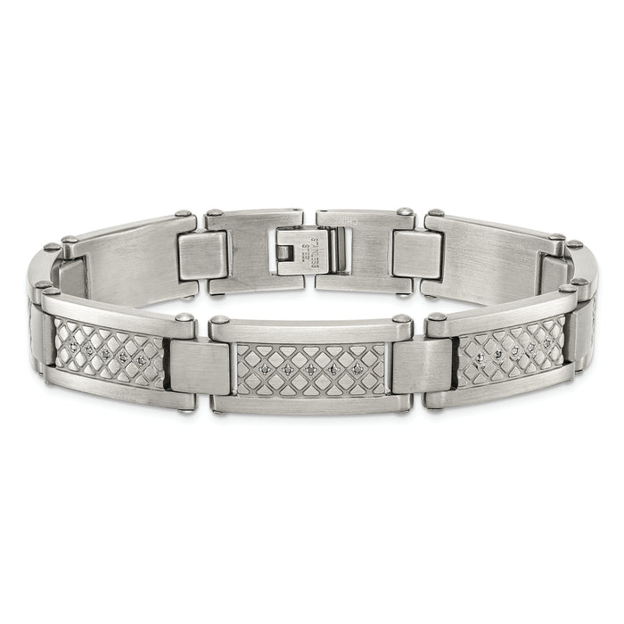 Chisel Brand Jewelry, Stainless Steel Matte/Antiqued 1/10ct.tw Black Diamond Men's Bracelet