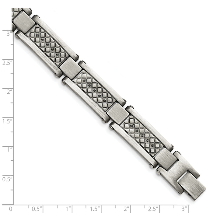 Chisel Brand Jewelry, Stainless Steel Matte/Antiqued 1/10ct.tw Black Diamond Men's Bracelet