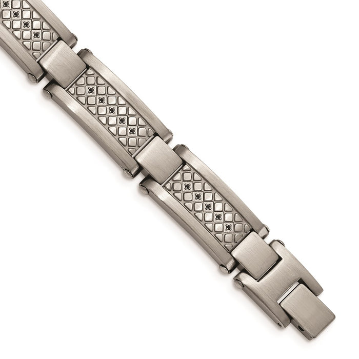 Chisel Brand Jewelry, Stainless Steel Matte/Antiqued 1/10ct.tw Black Diamond Men's Bracelet