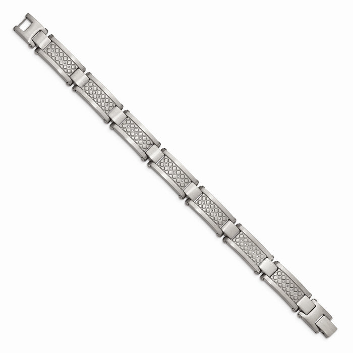 Chisel Brand Jewelry, Stainless Steel Matte/Antiqued 1/10ct.tw Diamond Men's Bracelet