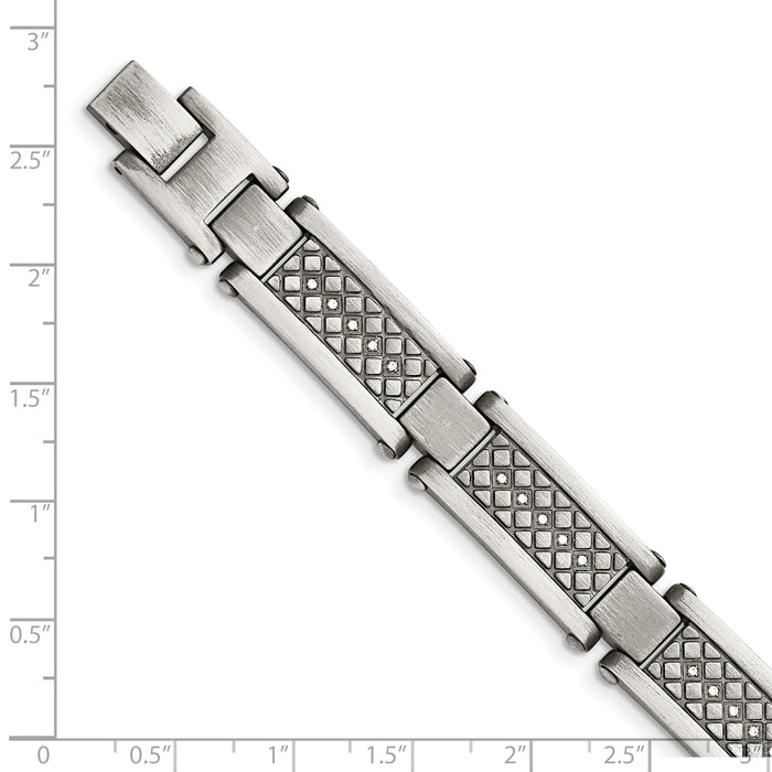 Chisel Brand Jewelry, Stainless Steel Matte/Antiqued 1/10ct.tw Diamond Men's Bracelet