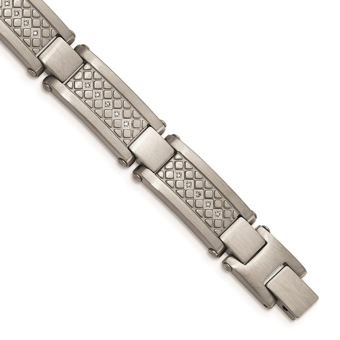 Chisel Brand Jewelry, Stainless Steel Matte/Antiqued 1/10ct.tw Diamond Men's Bracelet