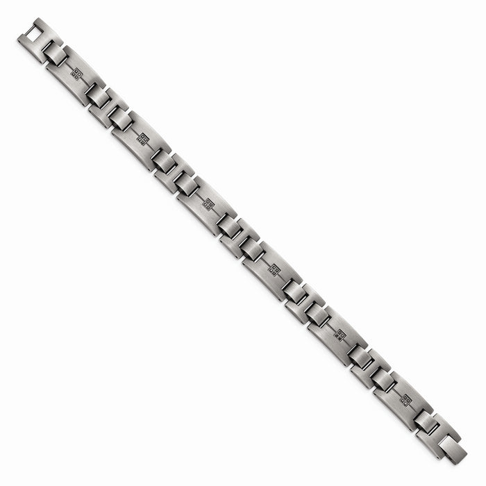 Chisel Brand Jewelry, Stainless Steel Matte/Antiqued 1/10ct.tw Black Diamond Men's Bracelet