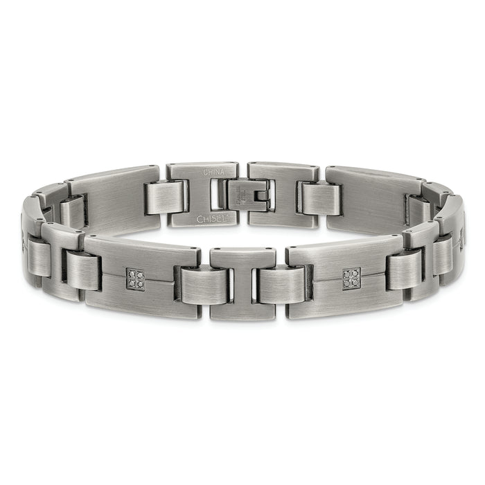 Chisel Brand Jewelry, Stainless Steel Matte/Antiqued 1/10ct.tw Black Diamond Men's Bracelet