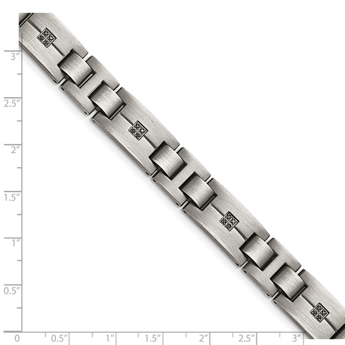 Chisel Brand Jewelry, Stainless Steel Matte/Antiqued 1/10ct.tw Black Diamond Men's Bracelet