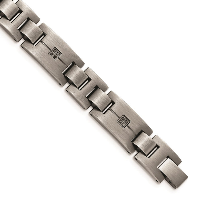 Chisel Brand Jewelry, Stainless Steel Matte/Antiqued 1/10ct.tw Black Diamond Men's Bracelet