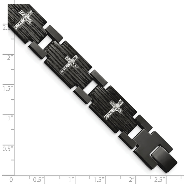 Chisel Brand Jewelry, Stainless Steel Polished/Matte IP-plated 1/4ct. tw. Diamond Men's Bracelet