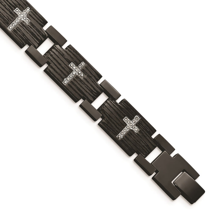 Chisel Brand Jewelry, Stainless Steel Polished/Matte IP-plated 1/4ct. tw. Diamond Men's Bracelet