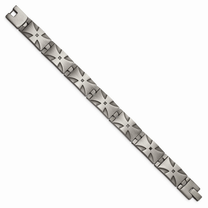 Chisel Brand Jewelry, Stainless Steel Matte/Antiqued 1/10ct. Tw Black Diamond Men's Bracelet