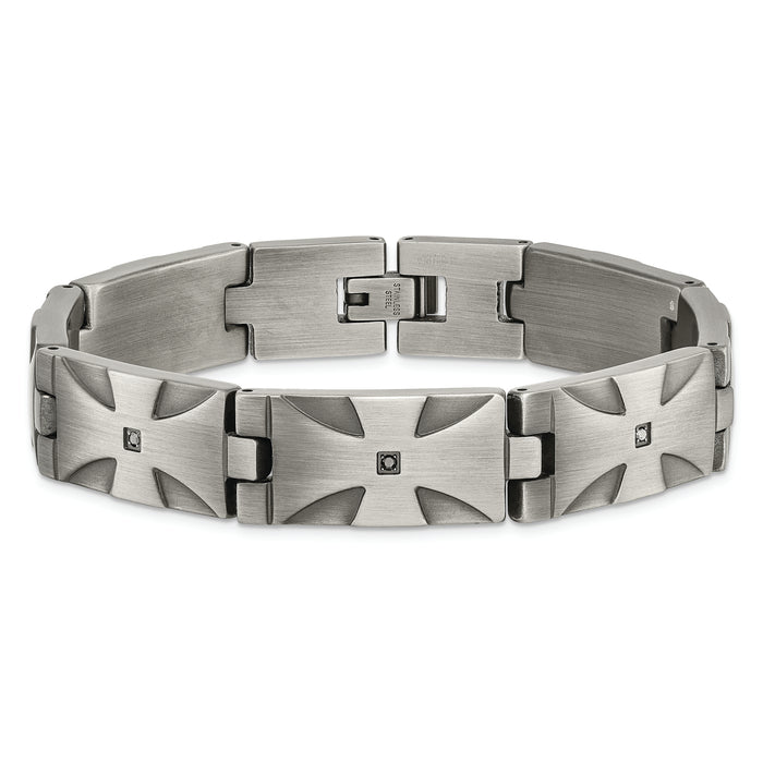 Chisel Brand Jewelry, Stainless Steel Matte/Antiqued 1/10ct. Tw Black Diamond Men's Bracelet