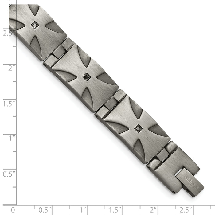 Chisel Brand Jewelry, Stainless Steel Matte/Antiqued 1/10ct. Tw Black Diamond Men's Bracelet