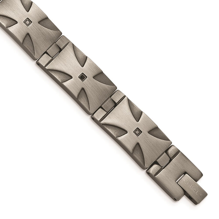 Chisel Brand Jewelry, Stainless Steel Matte/Antiqued 1/10ct. Tw Black Diamond Men's Bracelet