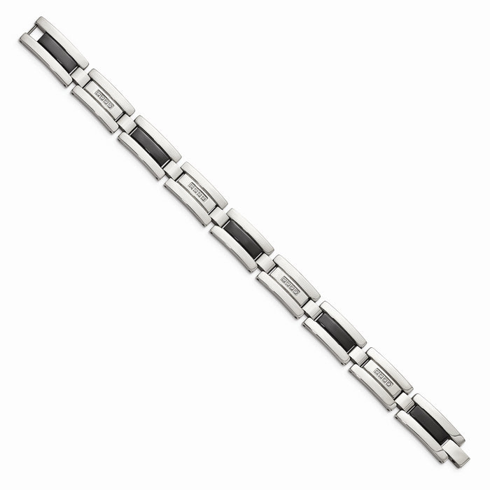 Chisel Brand Jewelry, Stainless Steel Polished Black IP-plated 1/4ct tw. Diamond Men's Bracelet