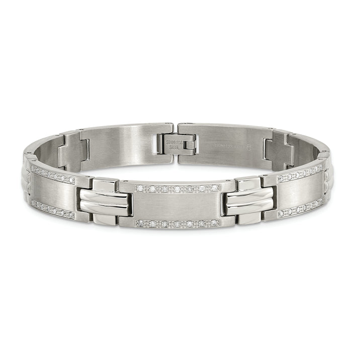 Chisel Brand Jewelry, Stainless Steel Polished/Brushed 1ct tw. Diamond Men's Bracelet